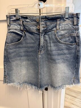 KanCan Light Blue Distressed Denim Mini Skirt